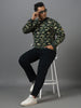 Plus Men's Green Cotton Camouflage Printed Round Neck Sweatshirt