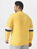 Plus Men's Yellow Cotton Color Block Round Neck Sweatshirt