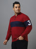 Plus Men's Maroon Cotton Color Block Round Neck Sweatshirt