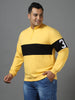 Plus Men's Yellow Cotton Color Block Round Neck Sweatshirt