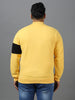 Plus Men's Yellow Cotton Color Block Round Neck Sweatshirt