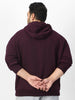 Plus Men's Potent Purple Cotton Solid Oversized Hooded Neck Sweatshirt