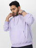 Plus Men's Purple Heather Cotton Solid Oversized Hooded Neck Sweatshirt