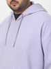 Plus Men's Purple Heather Cotton Solid Oversized Hooded Neck Sweatshirt