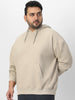 Plus Men's Silver Lining Cotton Solid Oversized Hooded Neck Sweatshirt