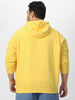 Plus Men's Sun Yellow Cotton Solid Oversized Hooded Neck Sweatshirt