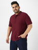 Plus Men's Maroon Solid Cotton Polo T-Shirt