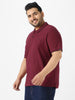 Plus Men's Maroon Solid Cotton Polo T-Shirt