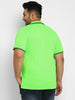 Plus Men's Neon Green Solid Regular Fit Half Sleeve Cotton Polo T-Shirt