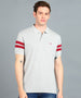 Men's Grey Melange, Maroon Colour-Block Slim Fit Half Sleeve Cotton Polo T-Shirt