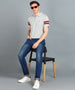 Men's Grey Melange, Maroon Colour-Block Slim Fit Half Sleeve Cotton Polo T-Shirt