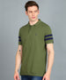 Men's Olive, Navy Blue Colour-Block Slim Fit Half Sleeve Cotton Polo T-Shirt