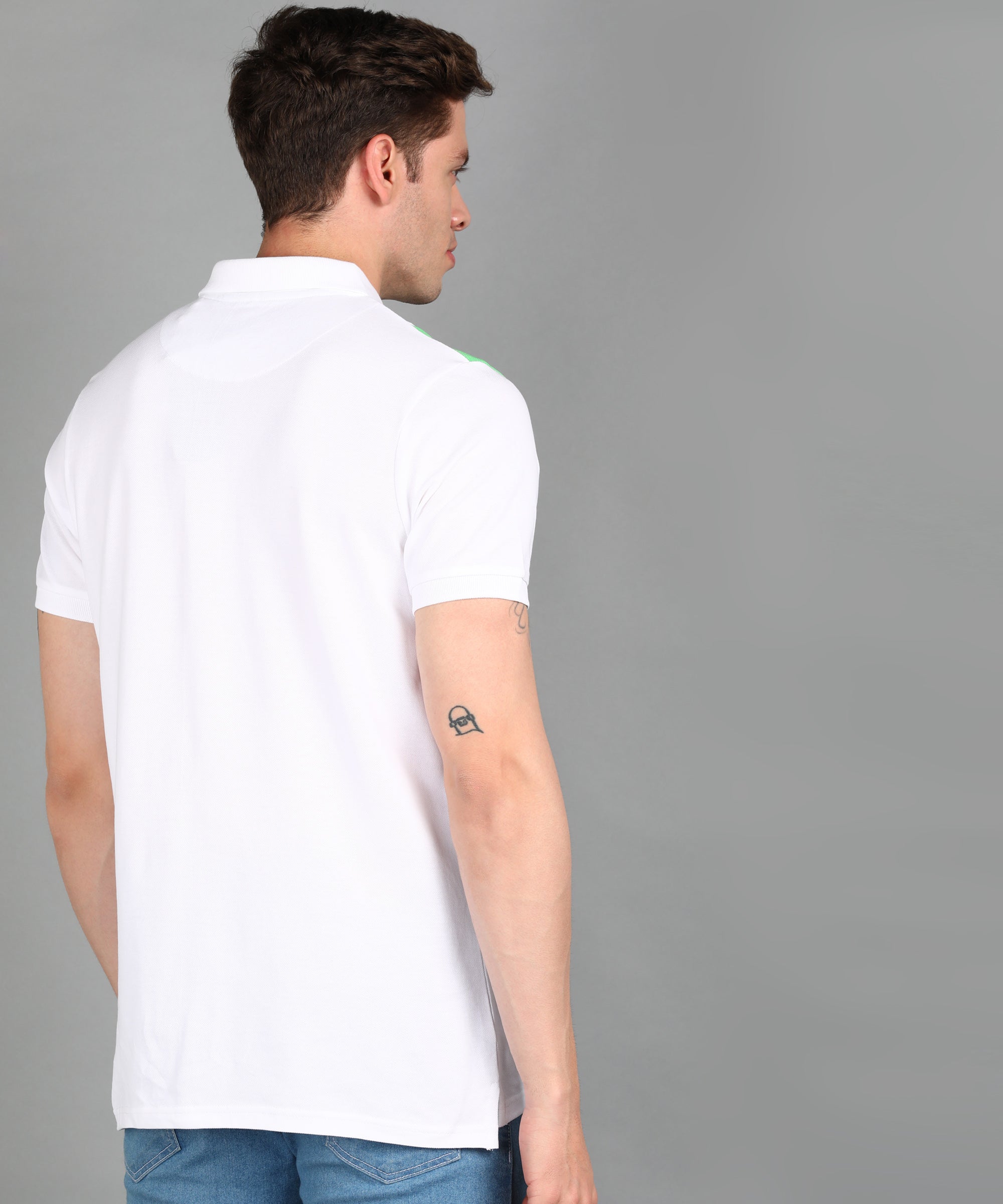 Men's White, Beige, Mint Colour-Block Slim Fit Half Sleeve Cotton Polo T-Shirt