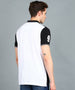 Men's White, Black Colour-Block Slim Fit Half Sleeve Cotton Polo T-Shirt