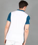 Men's White, Blue Colour-Block Slim Fit Half Sleeve Cotton Polo T-Shirt