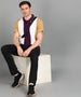 Men's Off White, Purple, Khaki Colour-Block Slim Fit Half Sleeve Cotton Polo T-Shirt