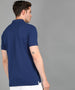 Men's White, Dark Blue Colour-Block Slim Fit Half Sleeve Cotton Polo T-Shirt