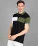 Men's Black, White, Olive Colour-Block Slim Fit Half Sleeve Cotton Polo T-Shirt