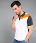 Men's White, Anthra Melange Colour-Block Slim Fit Half Sleeve Cotton Polo T-Shirt