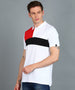 Men's White, Black, Red Colour-Block Slim Fit Half Sleeve Cotton Polo T-Shirt