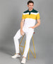 Men's White, Green, Yellow Colour-Block Slim Fit Half Sleeve Cotton Polo T-Shirt