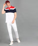 Men's White, Red, Navy Colour-Block Slim Fit Half Sleeve Cotton Polo T-Shirt