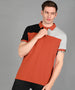 Men's Rust, Grey Melange, Black Colour-Block Slim Fit Half Sleeve Cotton Polo T-Shirt