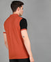 Men's Rust, Grey Melange, Black Colour-Block Slim Fit Half Sleeve Cotton Polo T-Shirt