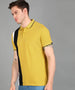 Men's Yellow, White, Black Colour-Block Slim Fit Half Sleeve Cotton Polo T-Shirt