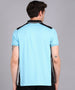Men's Sky Blue, Black Colour-Block Slim Fit Half Sleeve Cotton Polo T-Shirt