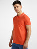 Men's Orange Solid Slim Fit Half Sleeve Cotton Polo T-Shirt