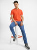 Men's Orange Solid Slim Fit Half Sleeve Cotton Polo T-Shirt