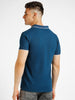 Men's Blue Solid Slim Fit Half Sleeve Cotton Polo T-Shirt