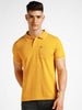 Men's Yellow Solid Slim Fit Half Sleeve Cotton Polo T-Shirt