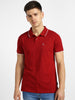 Men's Red Solid Slim Fit Half Sleeve Cotton Polo T-Shirt