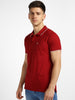 Men's Red Solid Slim Fit Half Sleeve Cotton Polo T-Shirt