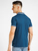 Men's Blue Solid Slim Fit Half Sleeve Cotton Polo T-Shirt