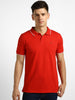 Men's Red Solid Slim Fit Half Sleeve Cotton Polo T-Shirt