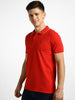 Men's Red Solid Slim Fit Half Sleeve Cotton Polo T-Shirt