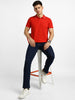 Men's Red Solid Slim Fit Half Sleeve Cotton Polo T-Shirt