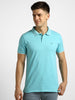 Men's Blue Solid Slim Fit Half Sleeve Cotton Polo T-Shirt