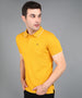 Men's Yellow Solid Slim Fit Half Sleeve Cotton Polo T-Shirt