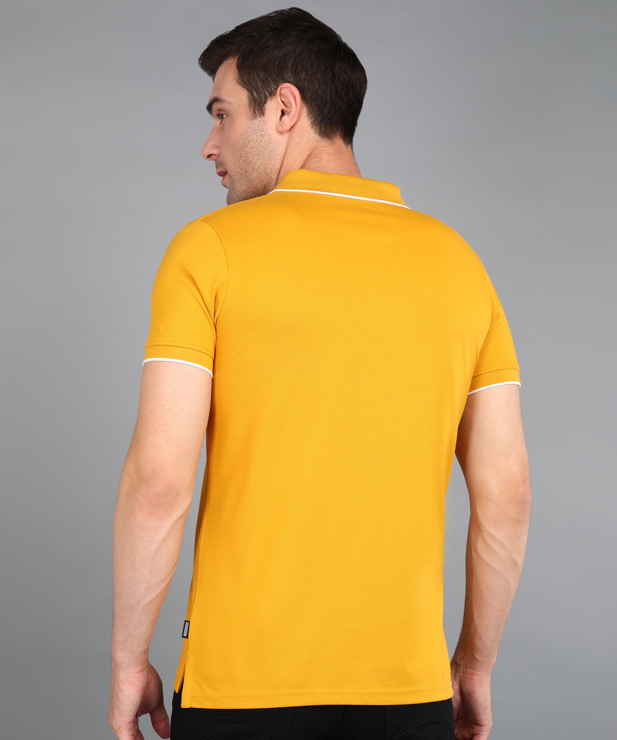 Men's Yellow Solid Slim Fit Half Sleeve Cotton Polo T-Shirt