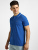 Men's Blue Solid Slim Fit Half Sleeve Cotton Polo T-Shirt