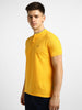 Men's Yellow Solid Slim Fit Half Sleeve Cotton Polo T-Shirt with Mandarin Collar