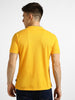 Men's Yellow Solid Slim Fit Half Sleeve Cotton Polo T-Shirt with Mandarin Collar