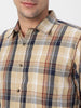 Men's Beige Cotton Full Sleeve Regular Fit Casual Checkered Shirt