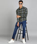 Men's Green Cotton Full Sleeve Slim Fit Casual Checkered Shirt