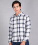 Men's White Cotton Full Sleeve Slim Fit Casual Checkered Shirt