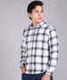 Men's White Cotton Full Sleeve Slim Fit Casual Checkered Shirt